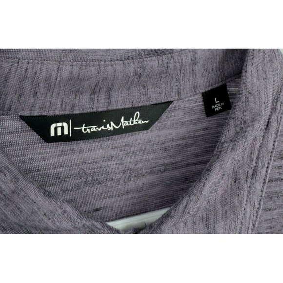 Travis Mathew Polo Purple Striped Men’s Sz L Shirt Embroidered - Picture 3 of 6